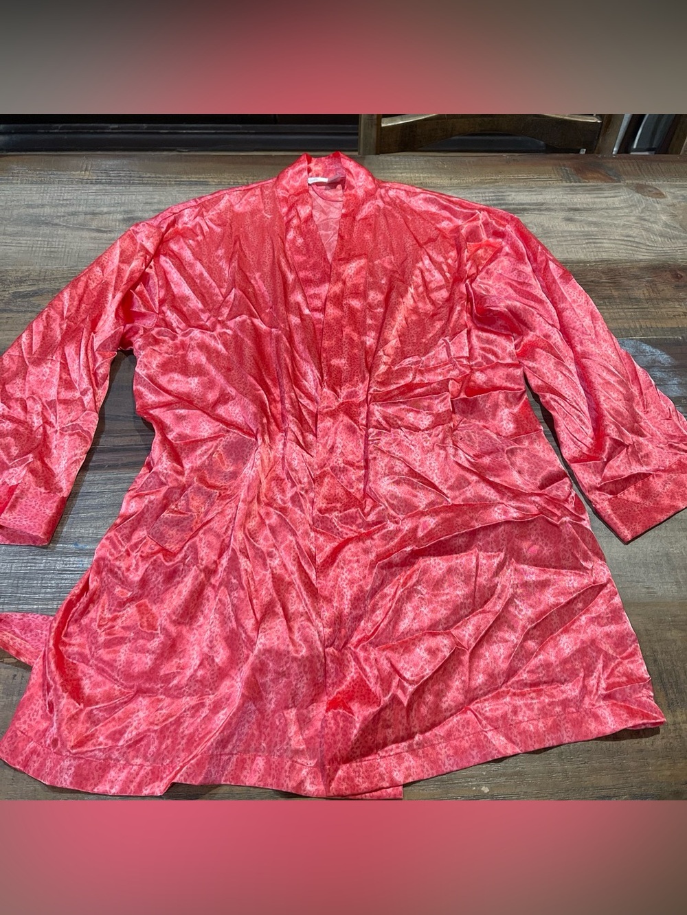 Victoria's Secret Bright Coral Satin Kimono with Pockets